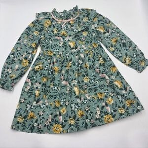 NEW Janie and Jack floral ruffle Bow collar dress size 3